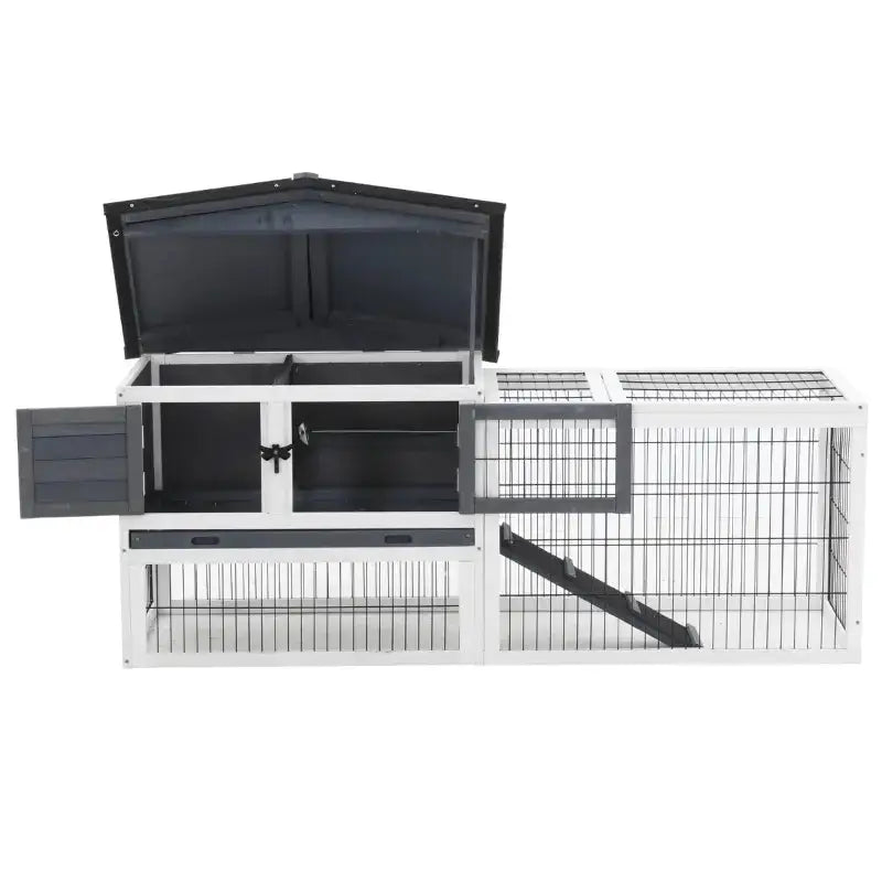 Elevated Indoor/Outdoor Wooden Small Animal Hutch with Run - A Bunny Good Time