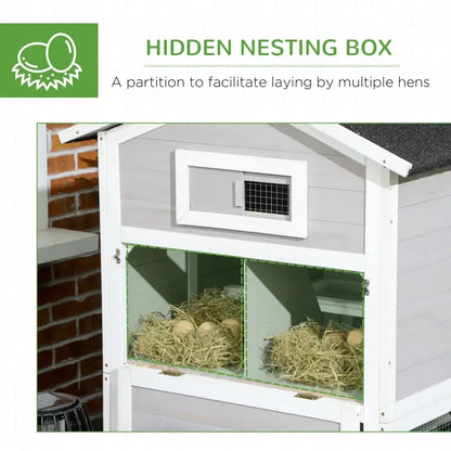 PawHut Wooden Chicken Coop with Run and Nesting Box 4