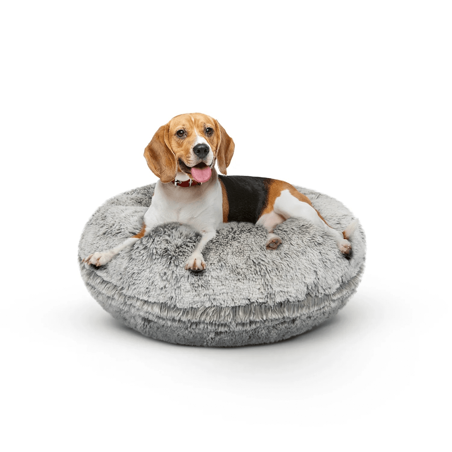 Bessie and Barnie Bagel Dog Bed Frosted Snow | Luxury Shaggy Dog Bed