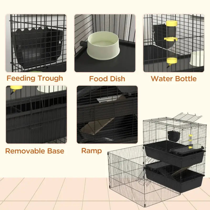 PawHut Multi-Level Small Animal Cage | Complete with Accessories Accessory