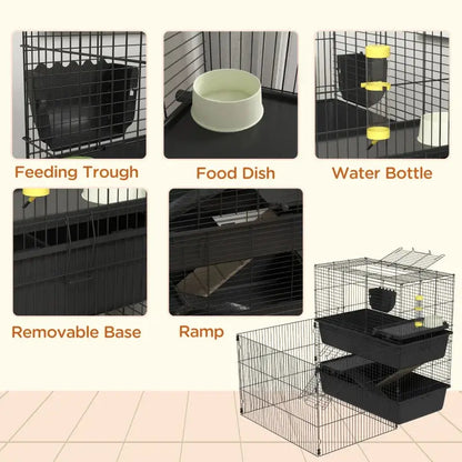 PawHut Multi-Level Small Animal Cage | Complete with Accessories Accessory