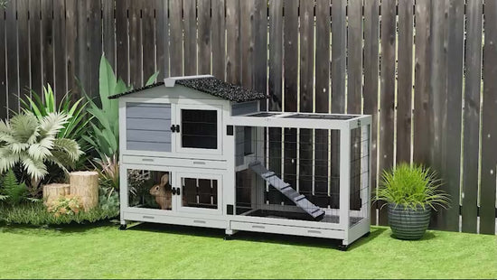 PawHut Wooden Outdoor Rabbit Hutch - Guinea Pig Cage