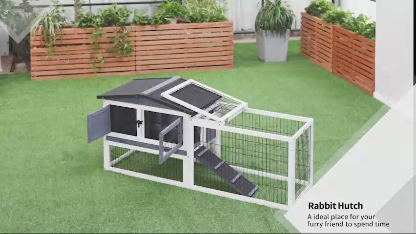 Elevated Indoor/Outdoor Rabbit Hutch with Enclosed Run