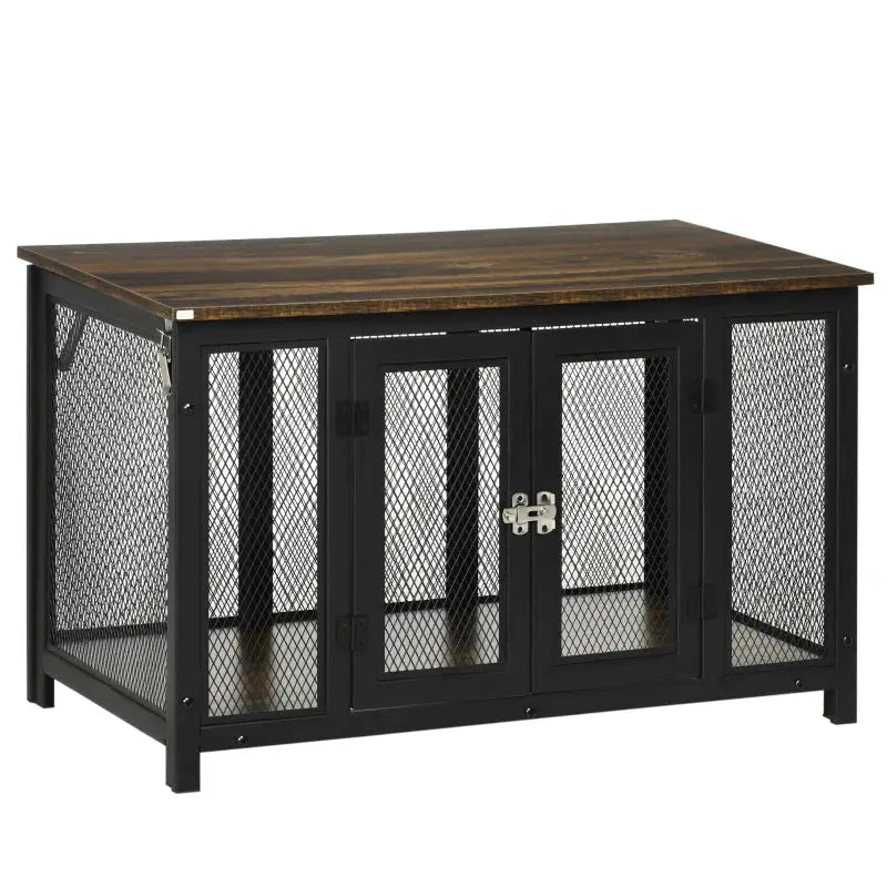 PawHut End Table Dog Crate- Brown - A Bunny Good Time