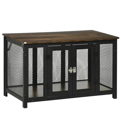 PawHut End Table Dog Crate- Brown - A Bunny Good Time