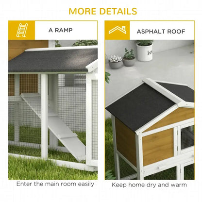 PawHut 58" Wooden Outdoor Rabbit Hutch with Enclosed Run- Natural More Details