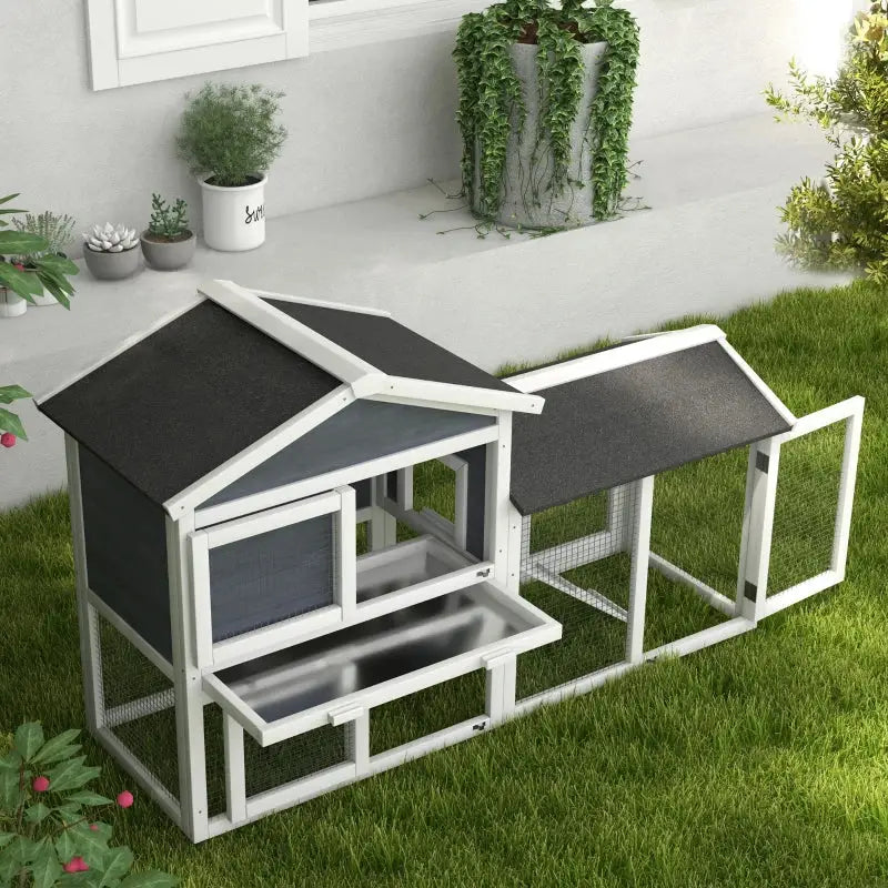 PawHut Wooden Outdoor Rabbit Hutch with Enclosed Run-Top View