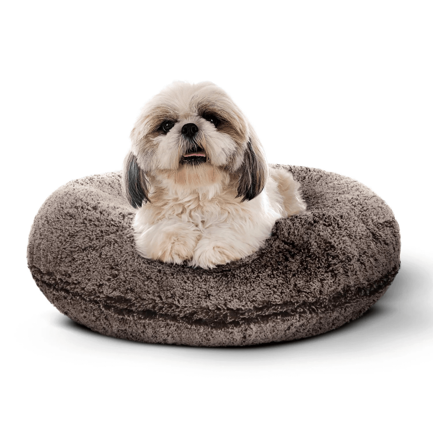 Bessie and Barnie Bagel Dog Bed Frosted Willow | Luxury Shaggy Dog Bed