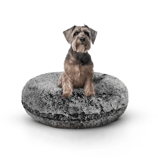 Bessie and Barnie Bagel Dog Bed Midnight Frost | Luxury Shaggy Dog Bed