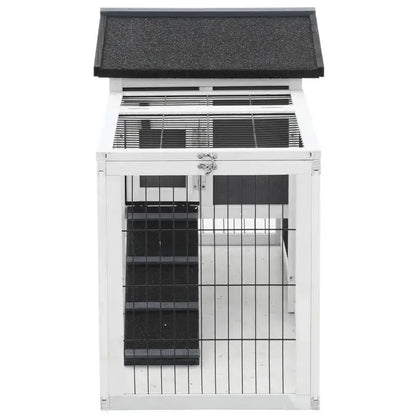 Elevated Indoor/Outdoor Wooden Small Animal Hutch with Run - A Bunny Good Time