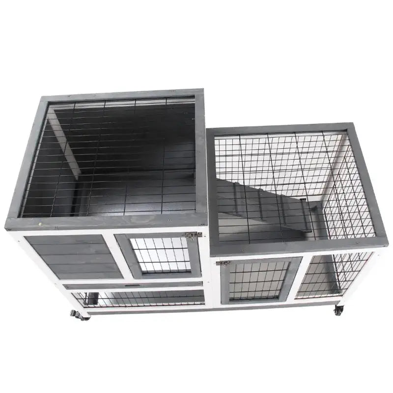 PawHut Indoor Rabbit Hutch | Indoor Guinea Pig Cage (Gray) Top View