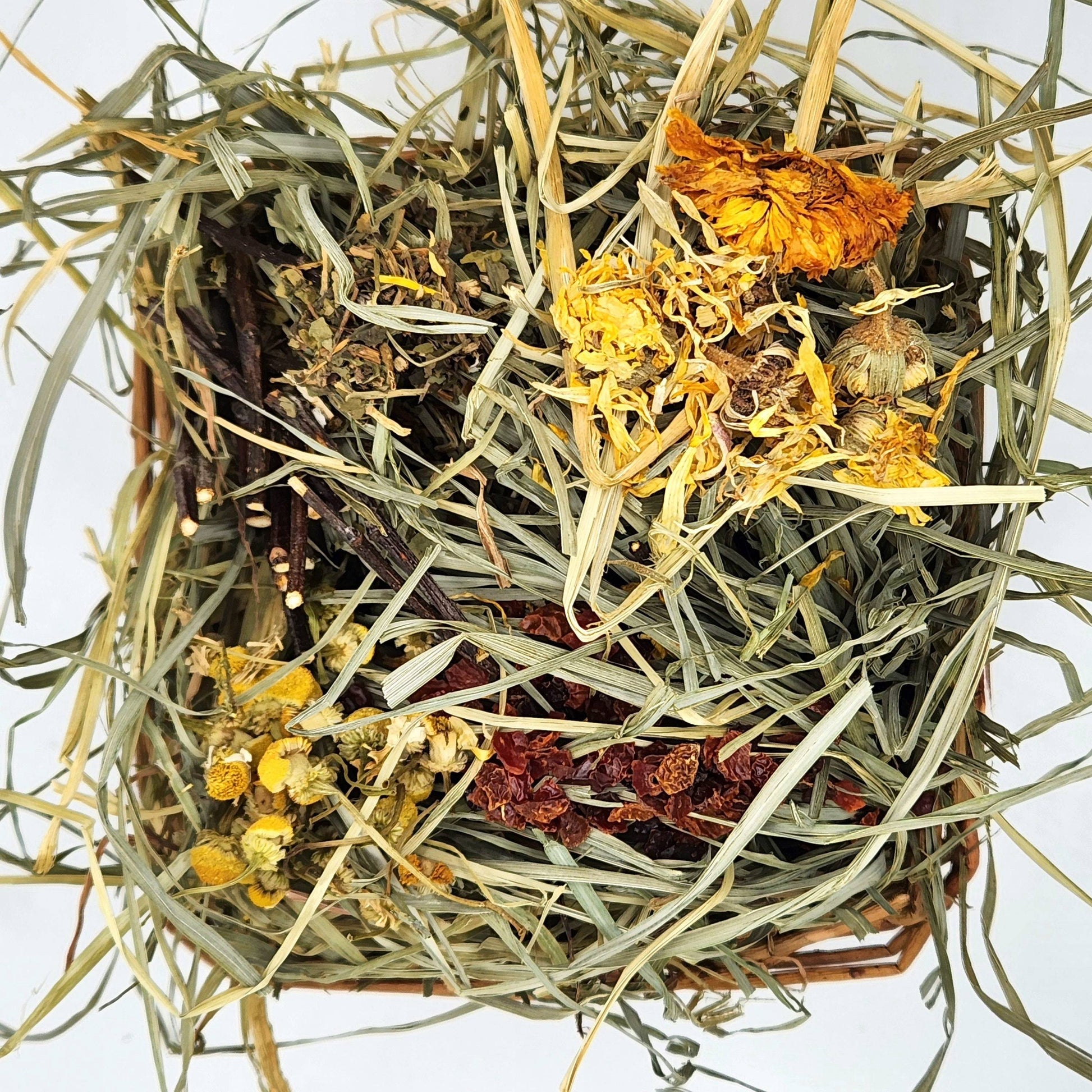 Small Animal Forage Mix in a Natural Willow Basket - A Bunny Good Time