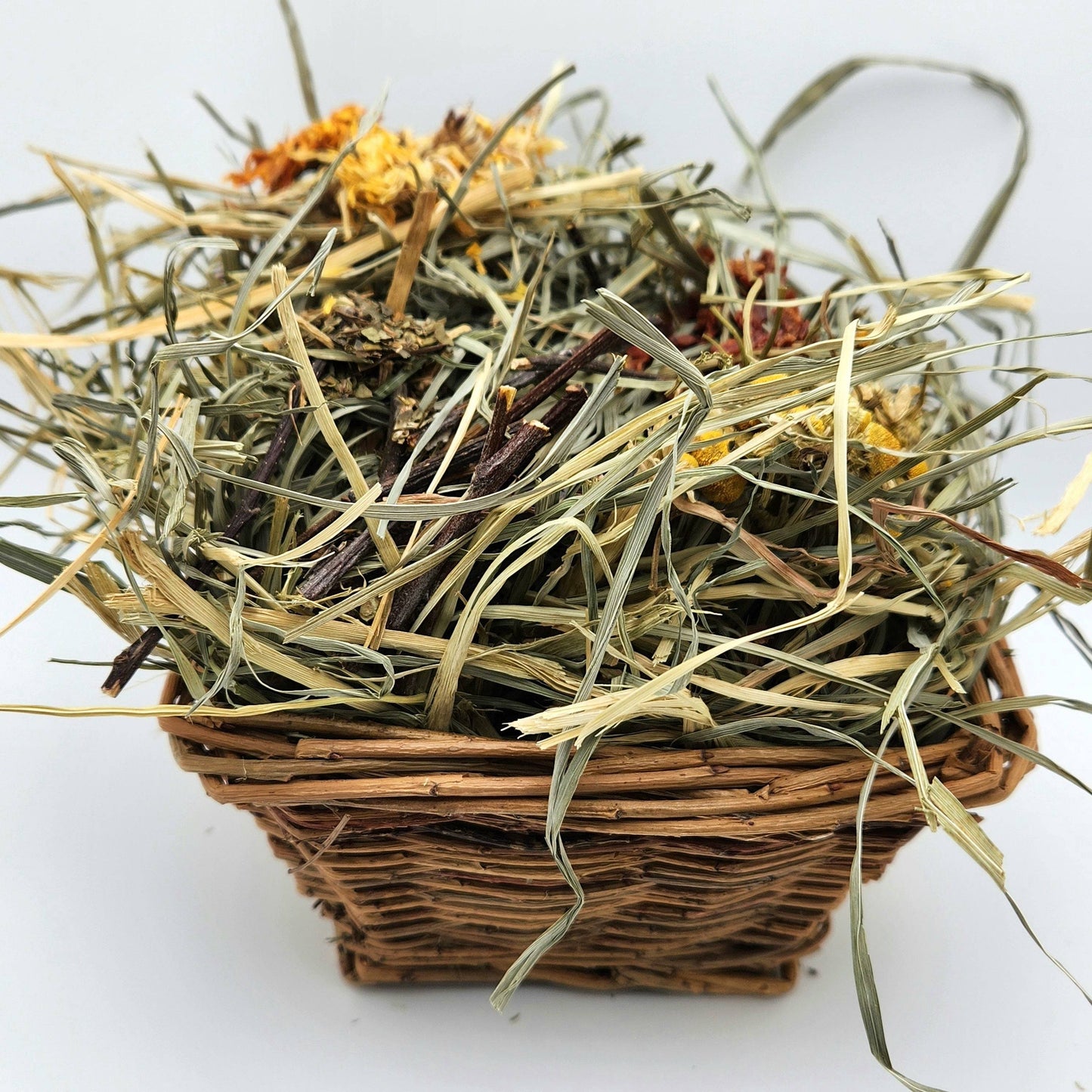 Small Animal Forage Mix in a Natural Willow Basket - A Bunny Good Time